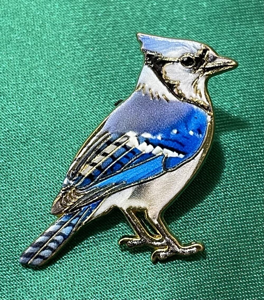 NWOT Blue Enamel Bird Lapel Pin Brooch Blue Jay Gold Toned Enamel Pin Nature